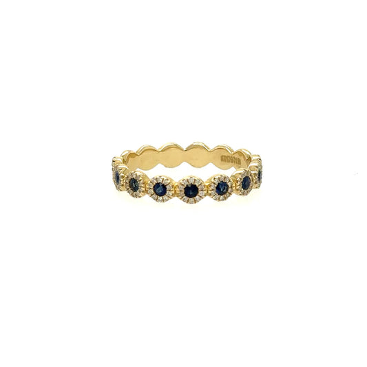 Yellow Gold Ring With Sapphire and Diamonds