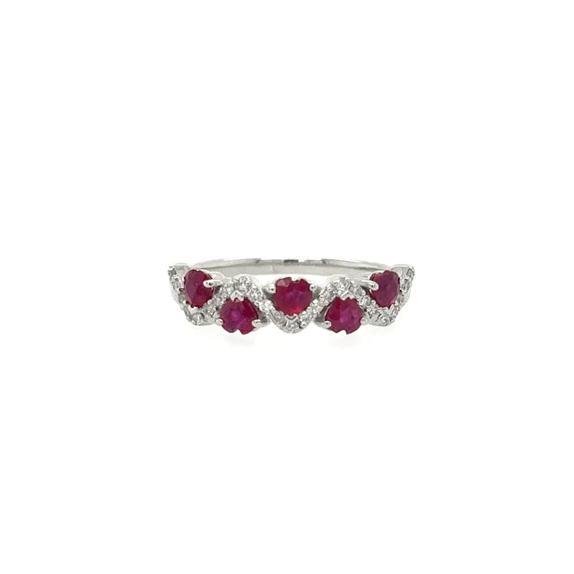 White Gold Ring With Ruby and Diamonds