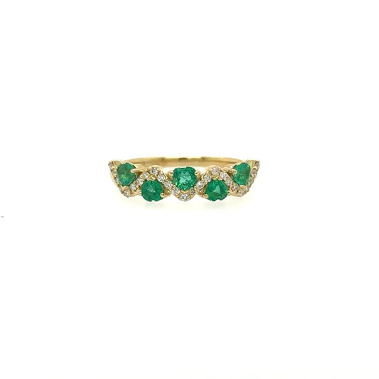 14kt Yellow Gold Ring With Emerald and Diamonds