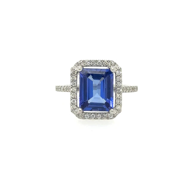 White Gold Tanzanite Ring With Diamonds