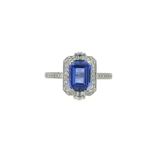 14kt White Gold Tanzanite Ring With Diamonds