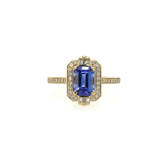 14kt Yellow Gold Tanzanite Ring With Diamonds