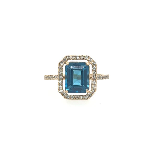 Yellow Gold Topaz Ring With Diamonds