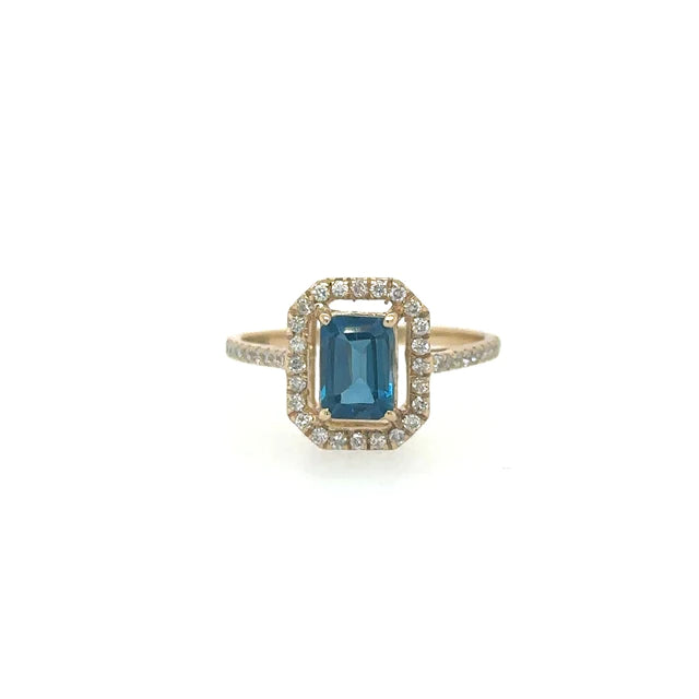 Yellow Gold Topaz Ring With Diamonds