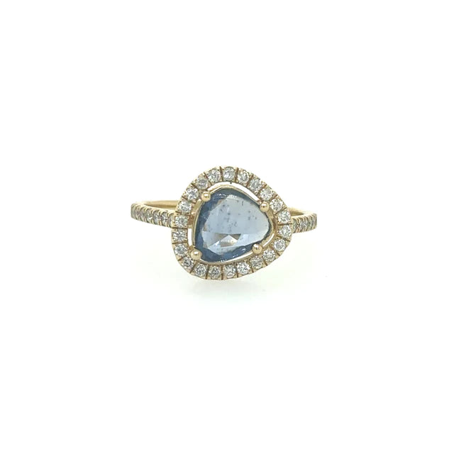 Yellow Gold Blue Sapphire Ring With Diamonds