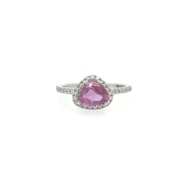 White Gold Pink Sapphire Ring With Diamonds