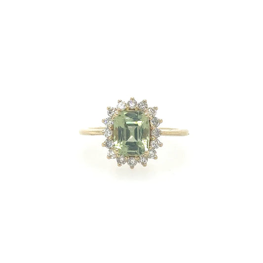 Green Sapphire Ring With Diamonds
