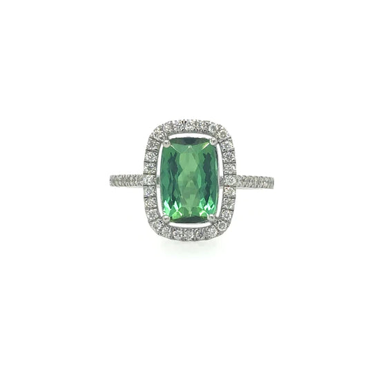 14kt White Gold Tourmaline Ring With Diamonds