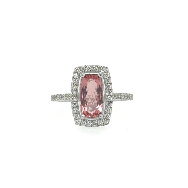 14kt White Gold Topaz Ring With Diamonds