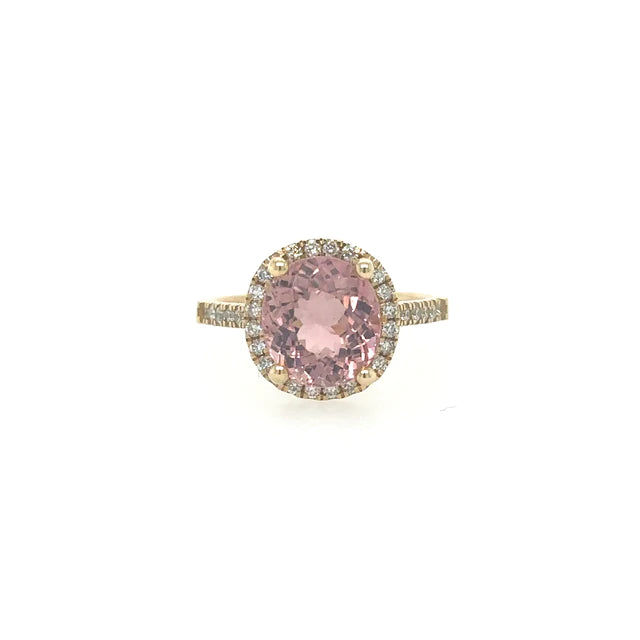 Yellow Gold Tourmaline Ring With Diamonds