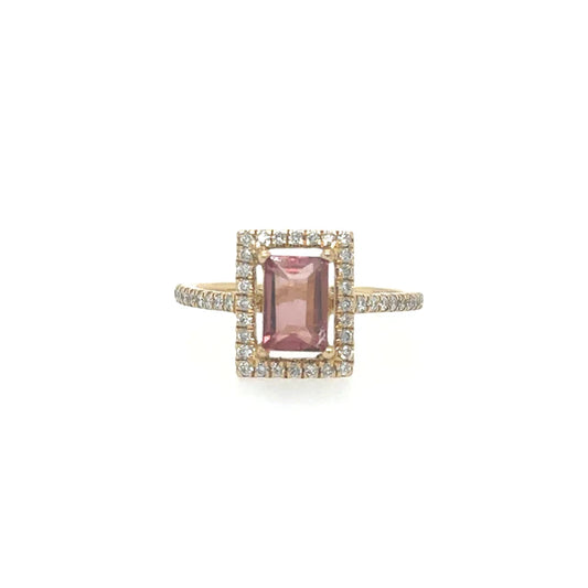 Yellow Gold Tourmaline Ring With Diamonds