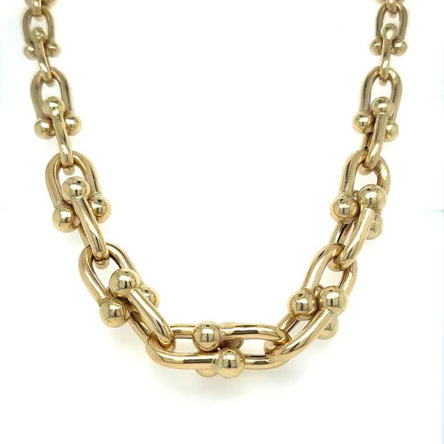 14kt Yellow Gold Graduated U-link 18" Necklace