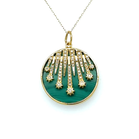 Yellow Gold Malachite Star Pendent With Diamonds