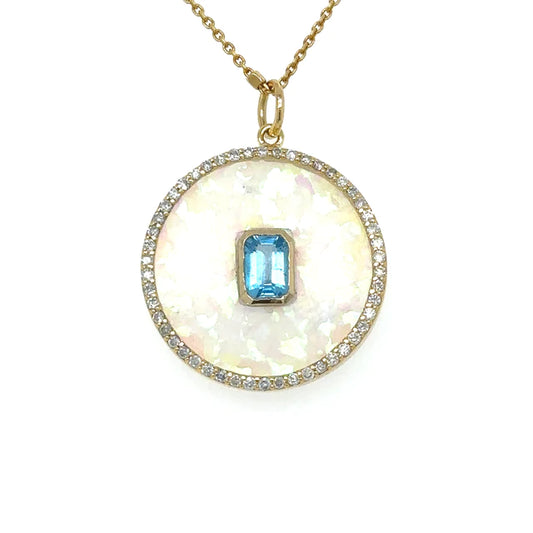 Yellow Gold Opal Pendent With Diamonds