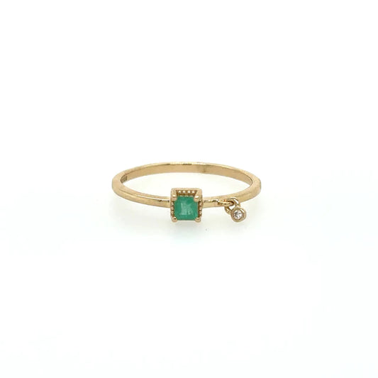 Yellow Gold Emerald Ring With Diamonds