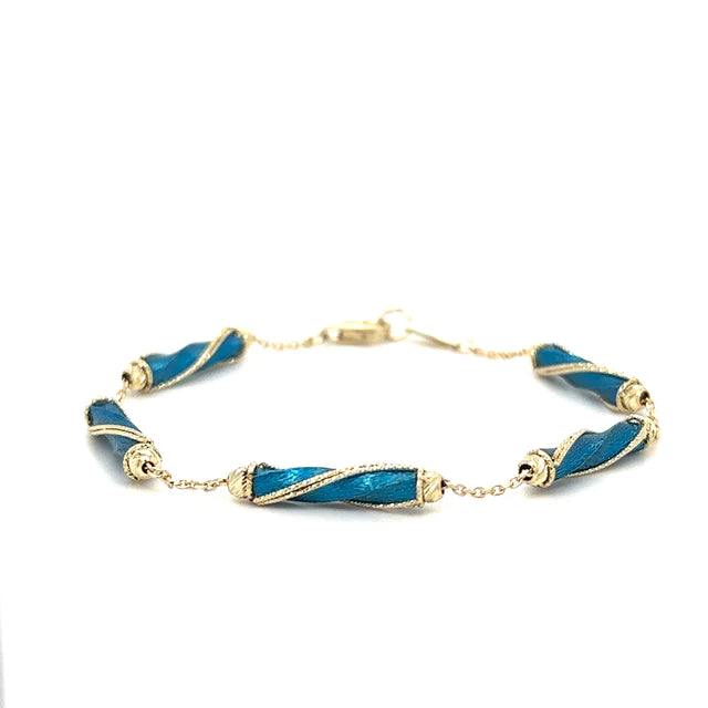 14kt Yellow Gold Enamel 7" Bracelet