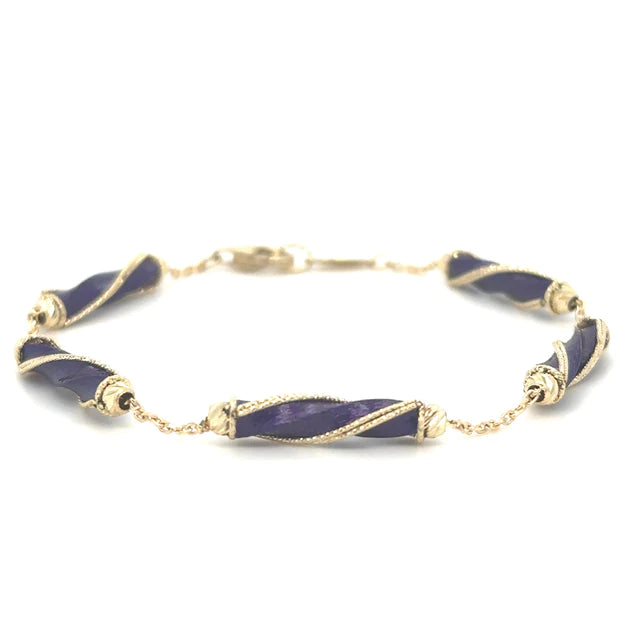 14kt Yellow Gold Enamel 7" Bracelet