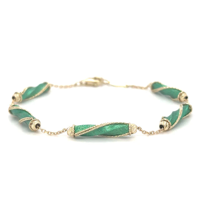 14kt Yellow Gold Enamel 7" Bracelet