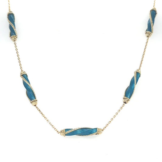 14kt Yellow Gold Enamel 16" Necklace