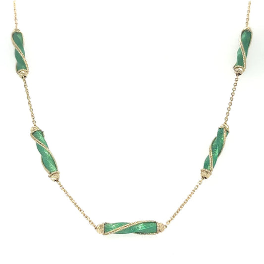 14kt Yellow Gold Enamel 16" Necklace