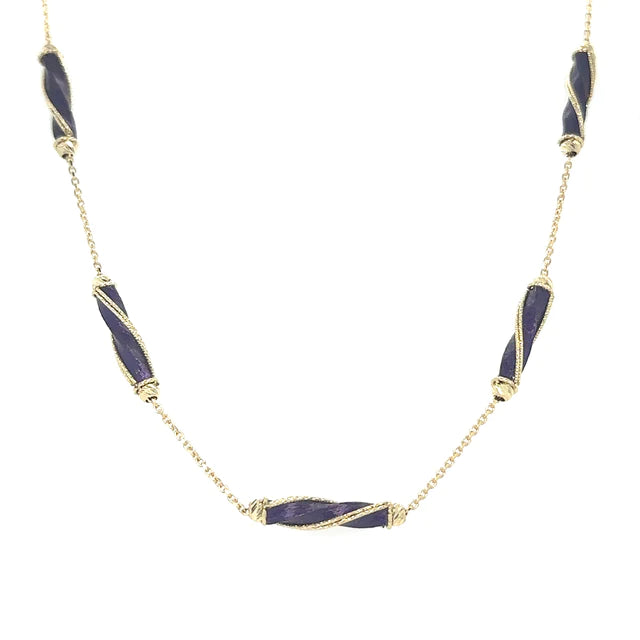 14kt Yellow Gold Enamel 16" Necklace