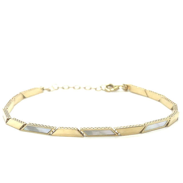 14kt Yellow Gold Mother of Pearl 7" Bracelet