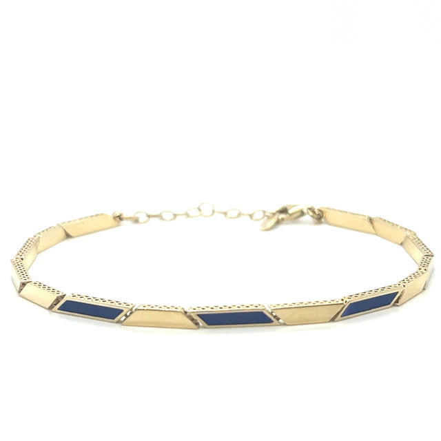 14kt Yellow Gold Lapis 7" Bracelet
