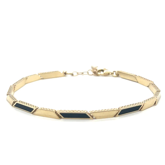 14kt Yellow Gold Black Onyx 7" Bracelet