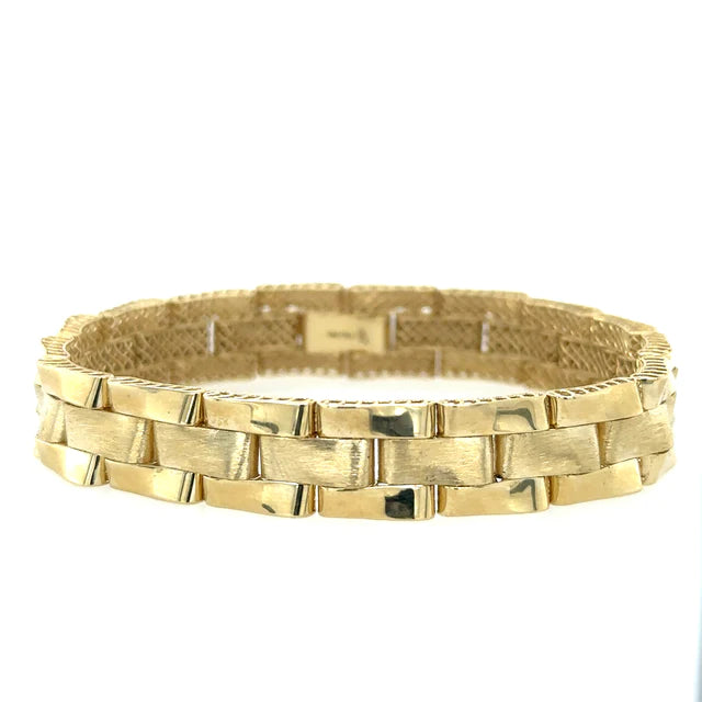 14kt Yellow Gold Two-tone Matte Finish Bracelet 8"