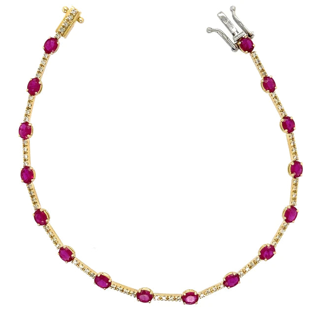 18kt Yellow Gold Ruby and Diamonds Bracelet