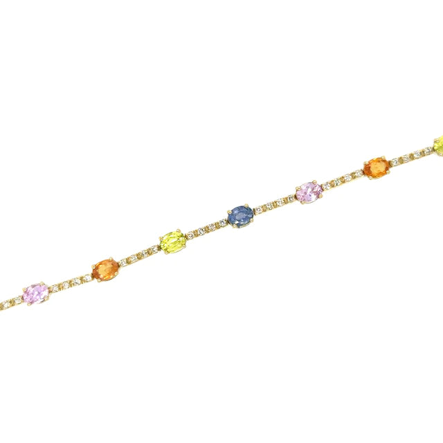 18kt Yellow Gold Multi Sapphire and Diamonds Bracelet