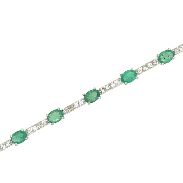 14kt White Gold Emerald and Diamonds Bracelet