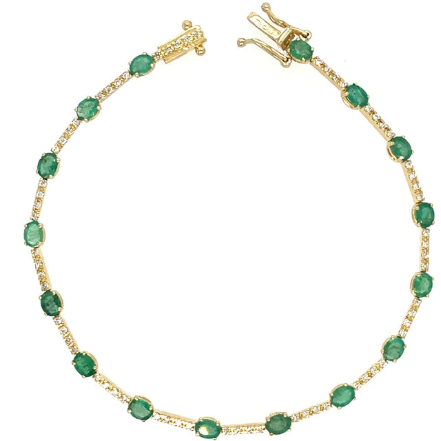 18kt Yellow Gold Emerald and Diamonds Bracelet