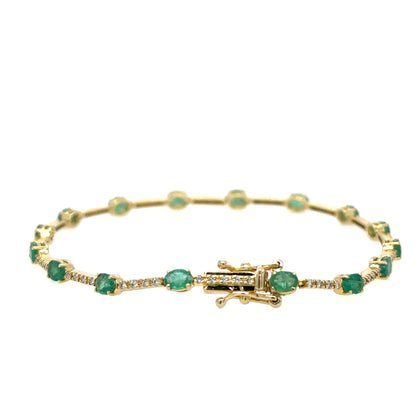 18kt Yellow Gold Emerald and Diamonds Bracelet