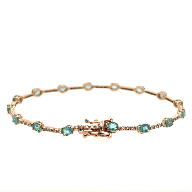 18kt Rose Gold Emerald and Diamonds Bracelet