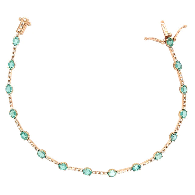 18kt Rose Gold Emerald and Diamonds Bracelet