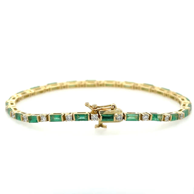 14kt Yellow Gold Emerald and Diamonds Bracelet