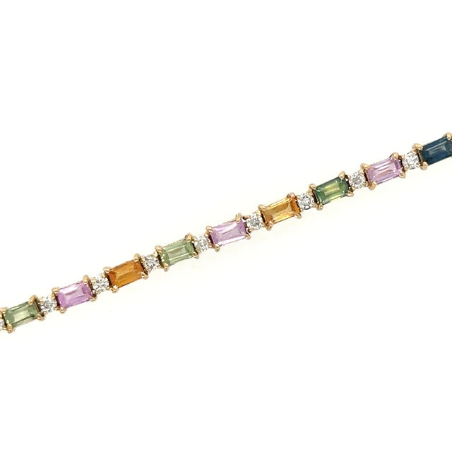 14kt Yellow Gold Multi Sapphire and Diamonds Bracelet