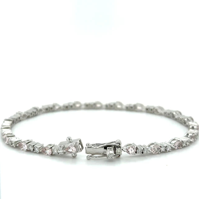 18kt White Gold Morganite and Diamonds Bracelet