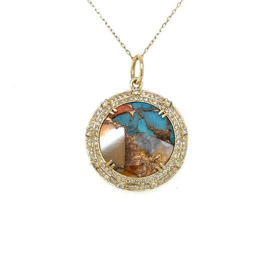 Yellow Gold Oyster Pendent With Diamonds